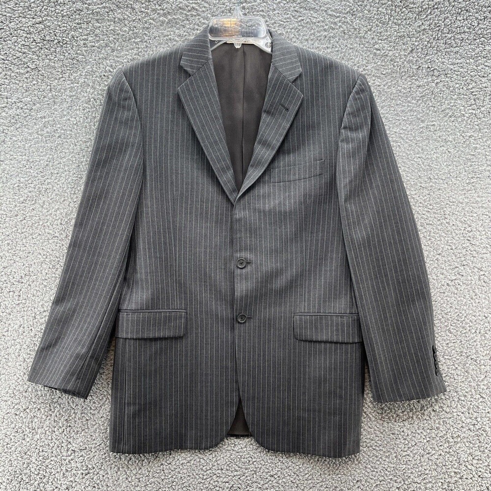 Burberry Sport Coat Mens 38R Gray Pinstripe 100% Wool Blazer Suit Coat USA